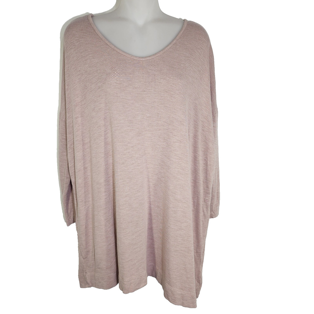LOGO by Lori Goldstein Womens Drop Shoulder 3/4 Sleeves Knit Top Macrame Medium